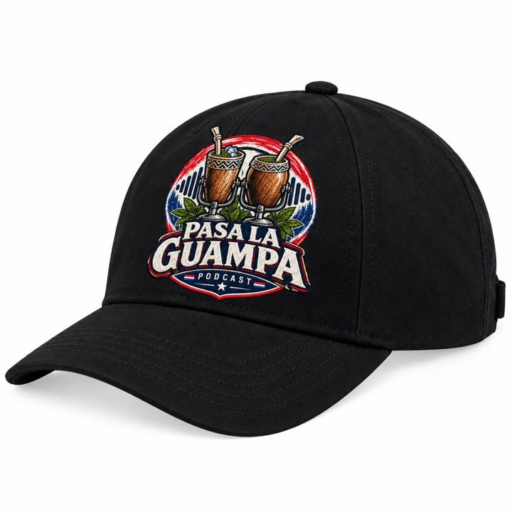 Gorra negra con el logo de Pasa la Guampa bordado